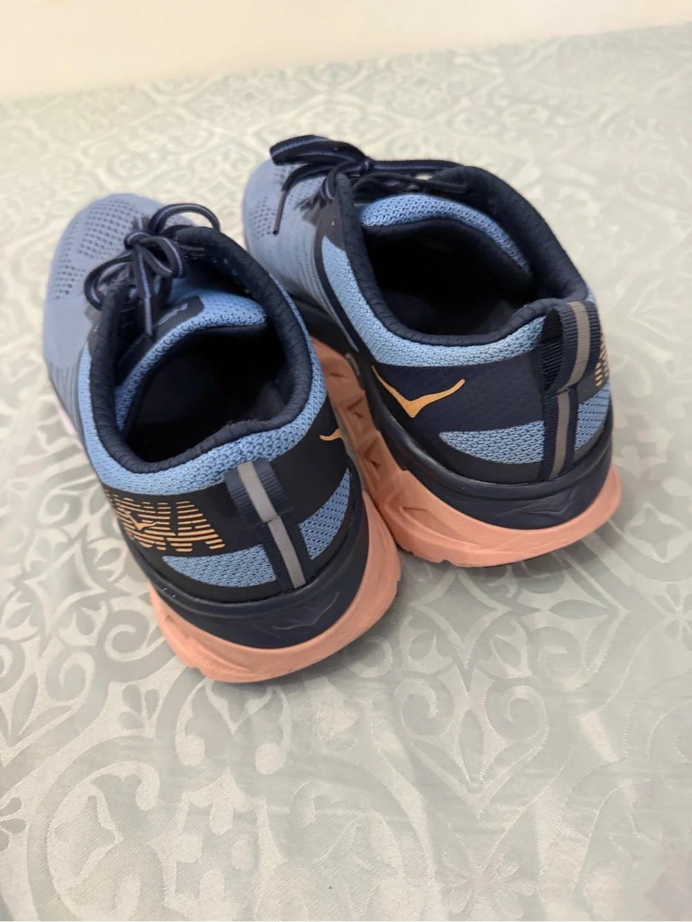 Hoka One One Women's Blue Running Shoes with Peach Accents